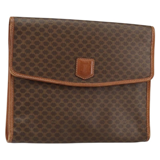 Celine Macadam Pochette Canvas and Leather, BROWN, CANVAS, Clutche & pouche