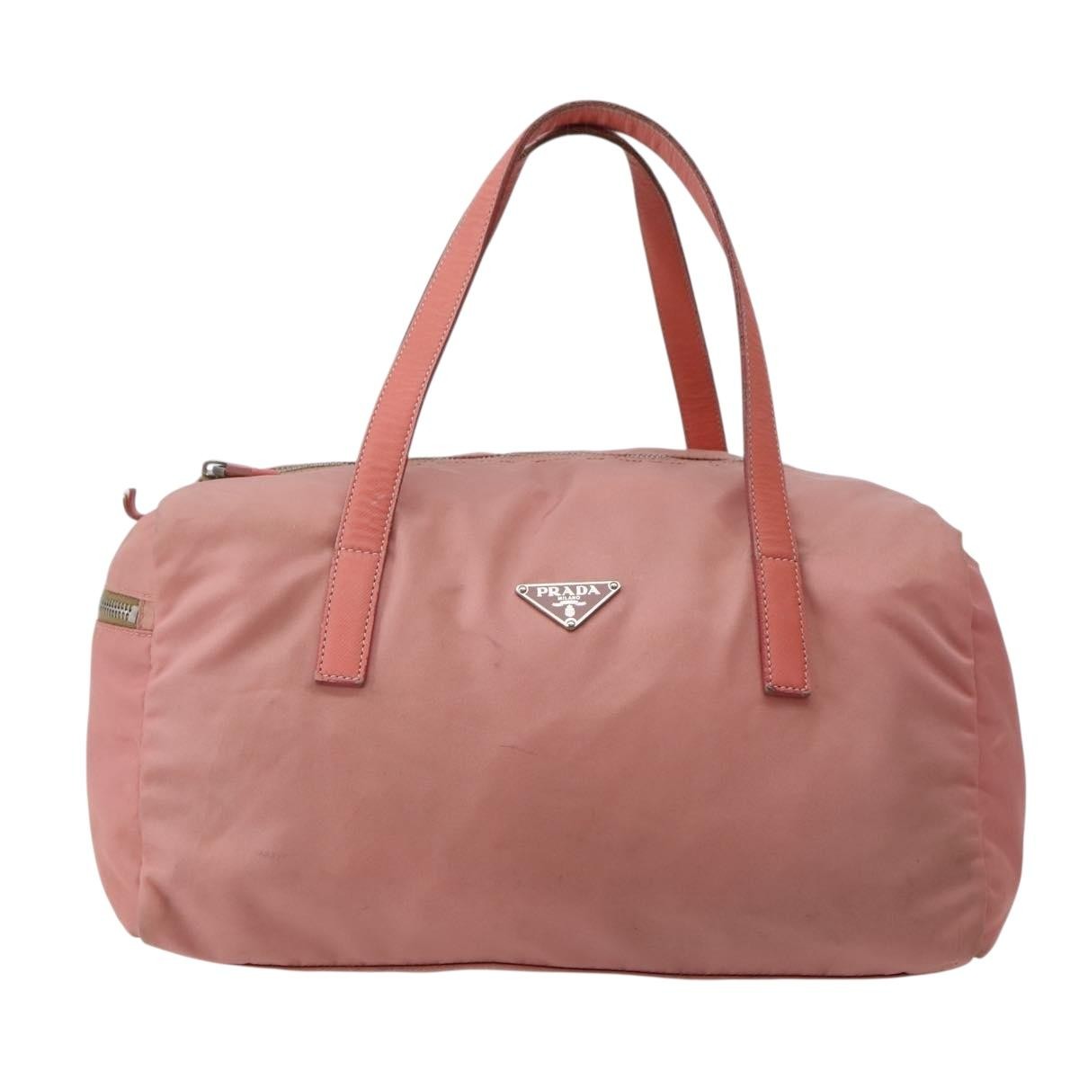 Prada Side Pocket Bauletto Bag Nylon with Leather, PINK, NYLON, Handbag