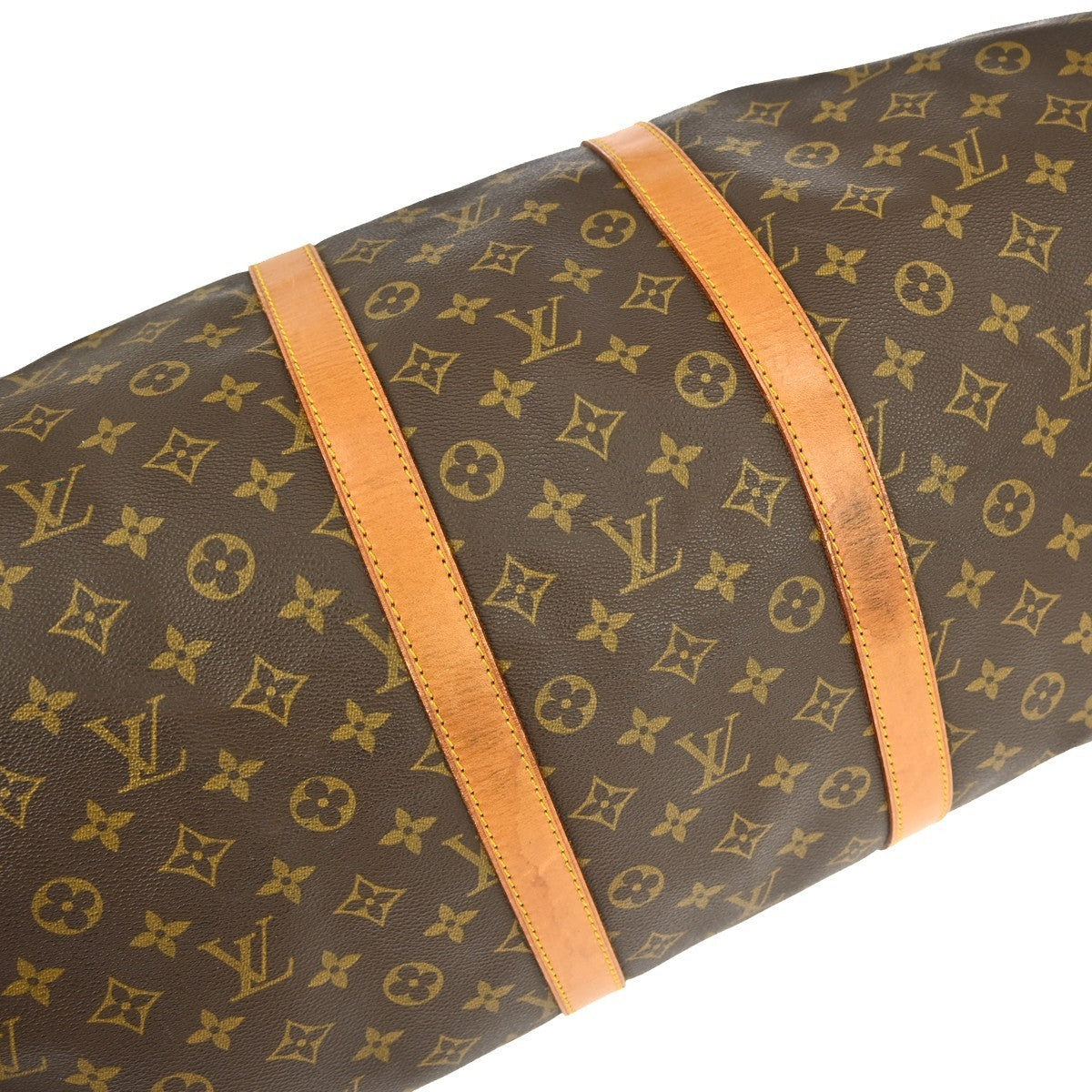 Louis Vuitton Keepall Bag Monogram Canvas, BROWN, CANVAS, LEATHER, Travel bag
