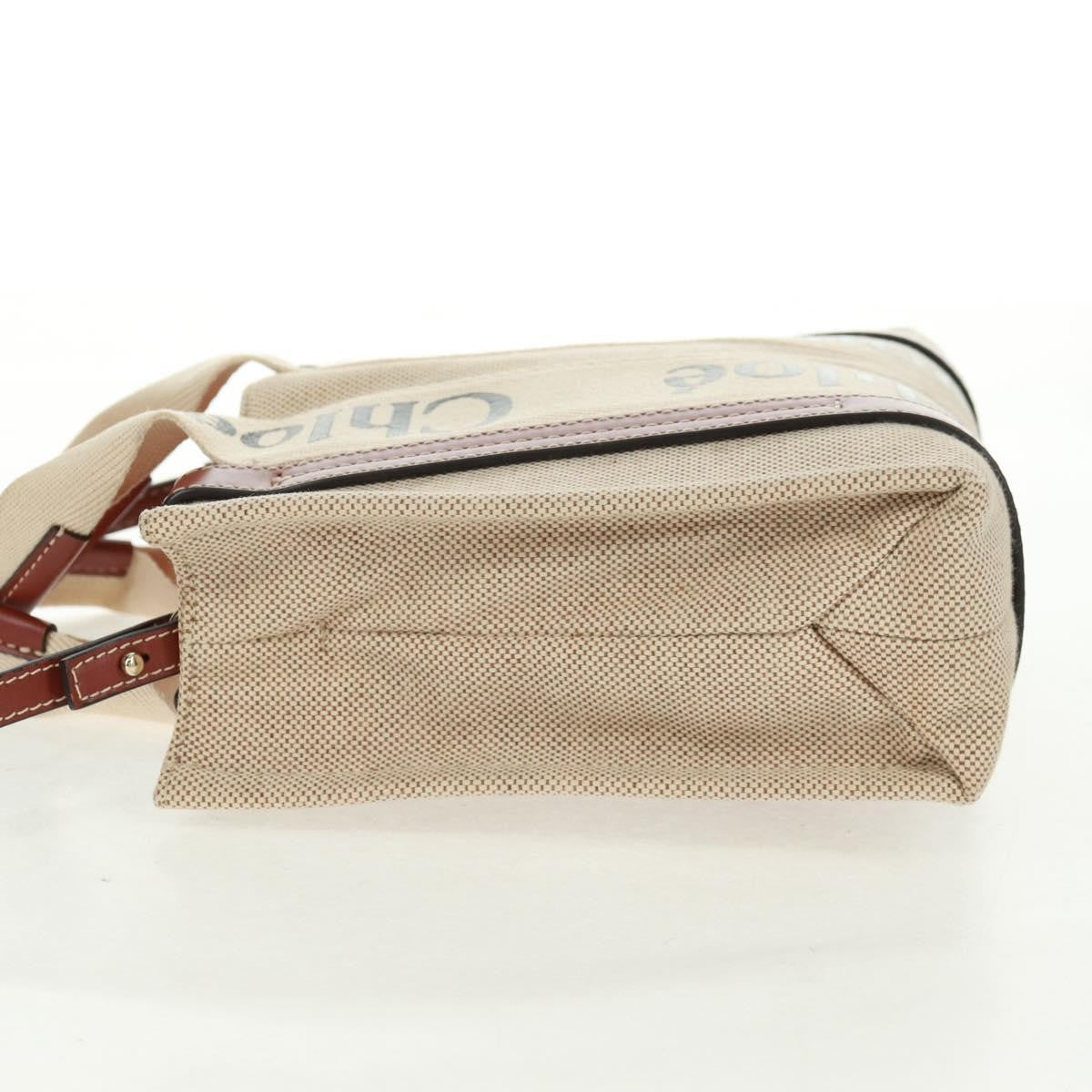 Chloe Woody Convertible Tote Canvas with Leather, BEIGE, CANVAS, Tote bag