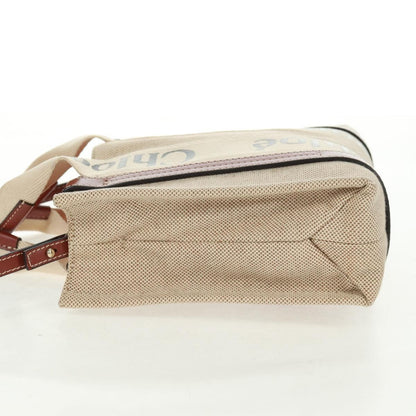 Chloe Woody Convertible Tote Canvas with Leather, BEIGE, CANVAS, Tote bag