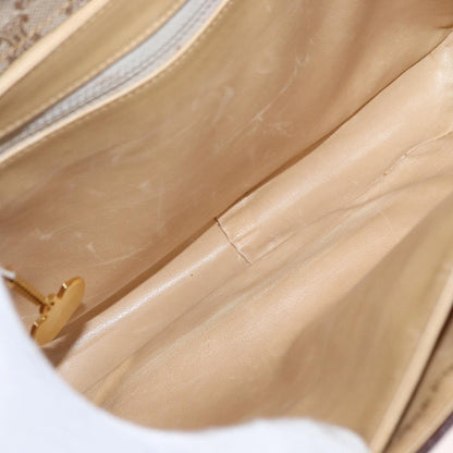 Celine Vintage Macadam Shoulder Bag Canvas and Leather, BEIGE, CANVAS, Shoulder bag