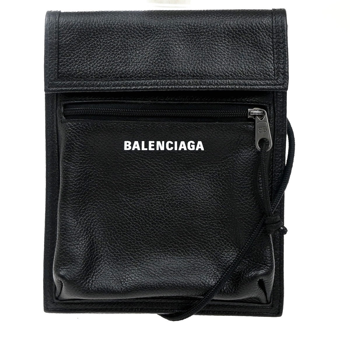 Balenciaga Explorer Strap Pouch Leather, BLACK, LEATHER, Shoulder bag