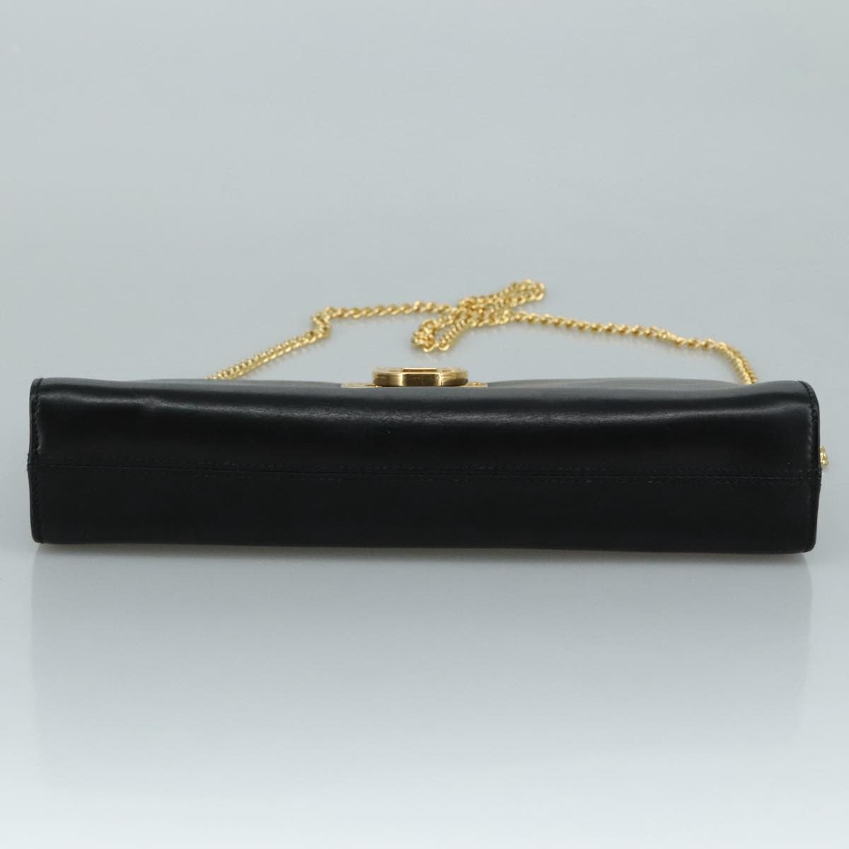 Salvatore Ferragamo Vintage Gancini Chain Shoulder Bag Leather, BLACK, LEATHER, Shoulder bag