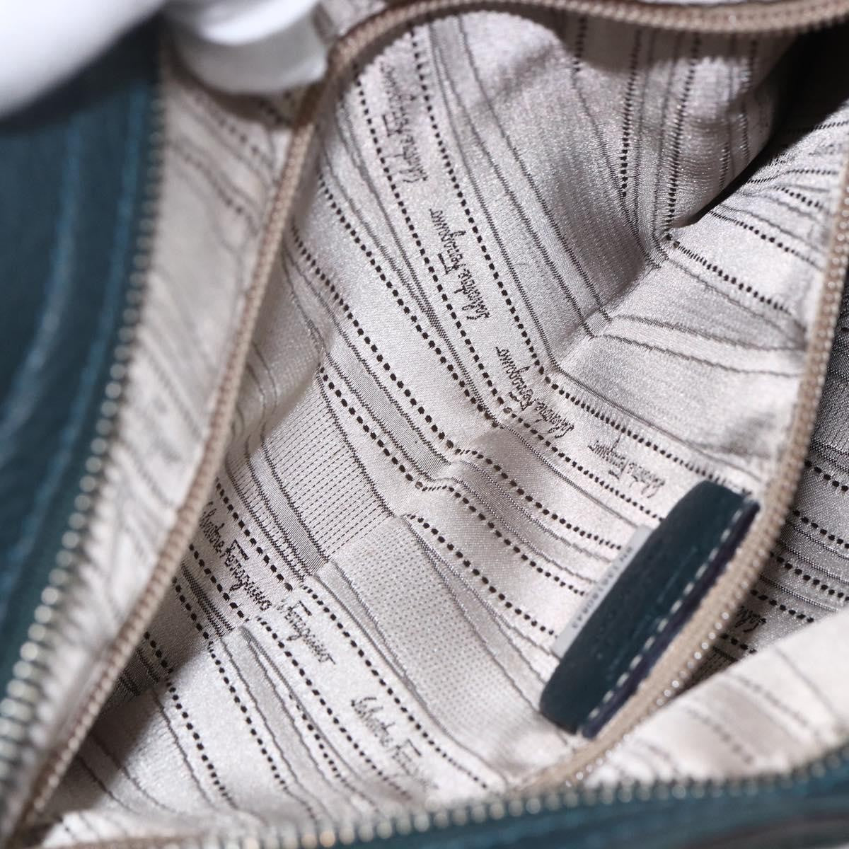 Salvatore Ferragamo Gancini handbag Leather, GREEN, LEATHER, Handbag