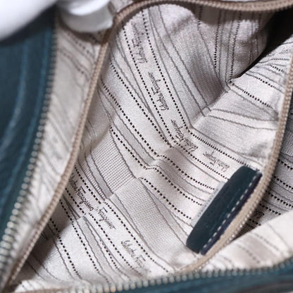 Salvatore Ferragamo Gancini handbag Leather, GREEN, LEATHER, Handbag