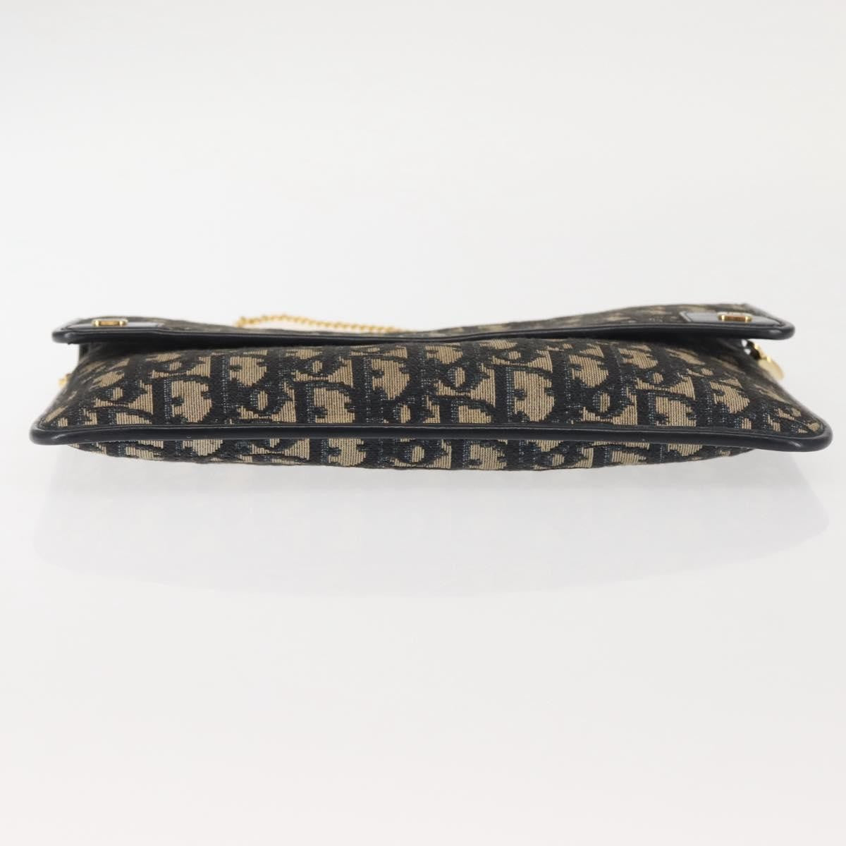 Christian Dior Vintage Trotter Flap Shoulder Bag Canvas, NAVY, CANVAS, Shoulder bag