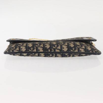 Christian Dior Vintage Trotter Flap Shoulder Bag Canvas, NAVY, CANVAS, Shoulder bag