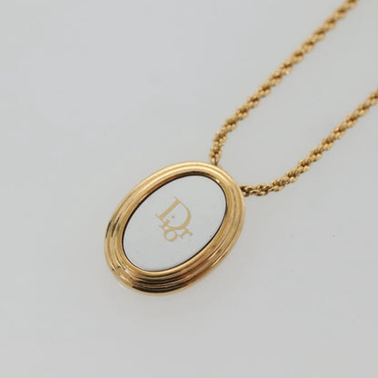 Christian Dior Vintage Logo Round Pendant Necklace Metal, GOLD, METAL, Necklace