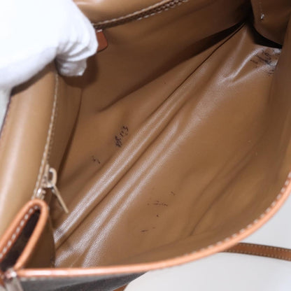 Celine Vintage Macadam Shoulder Bag Canvas and Leather, BROWN, PVC, Shoulder bag