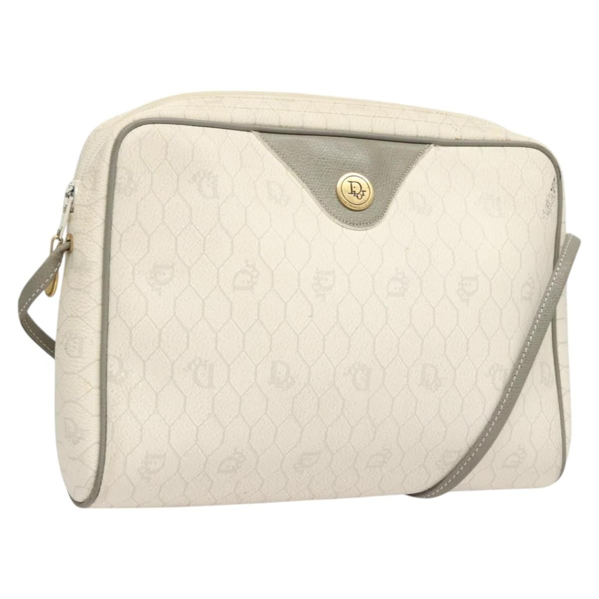 Christian Dior Vintage Honeycomb Shoulder Bag Canvas, WHITE, CANVAS, Shoulder bag