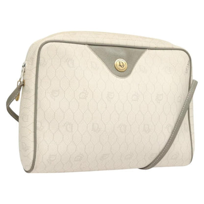 Christian Dior Vintage Honeycomb Shoulder Bag Canvas, WHITE, CANVAS, Shoulder bag
