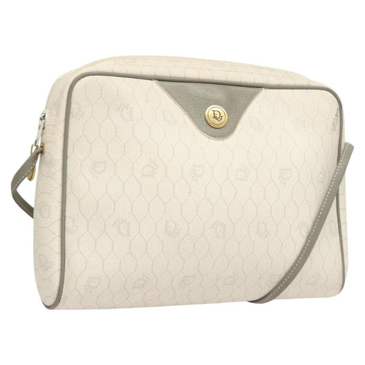 Christian Dior Vintage Honeycomb Shoulder Bag Canvas, WHITE, CANVAS, Shoulder bag