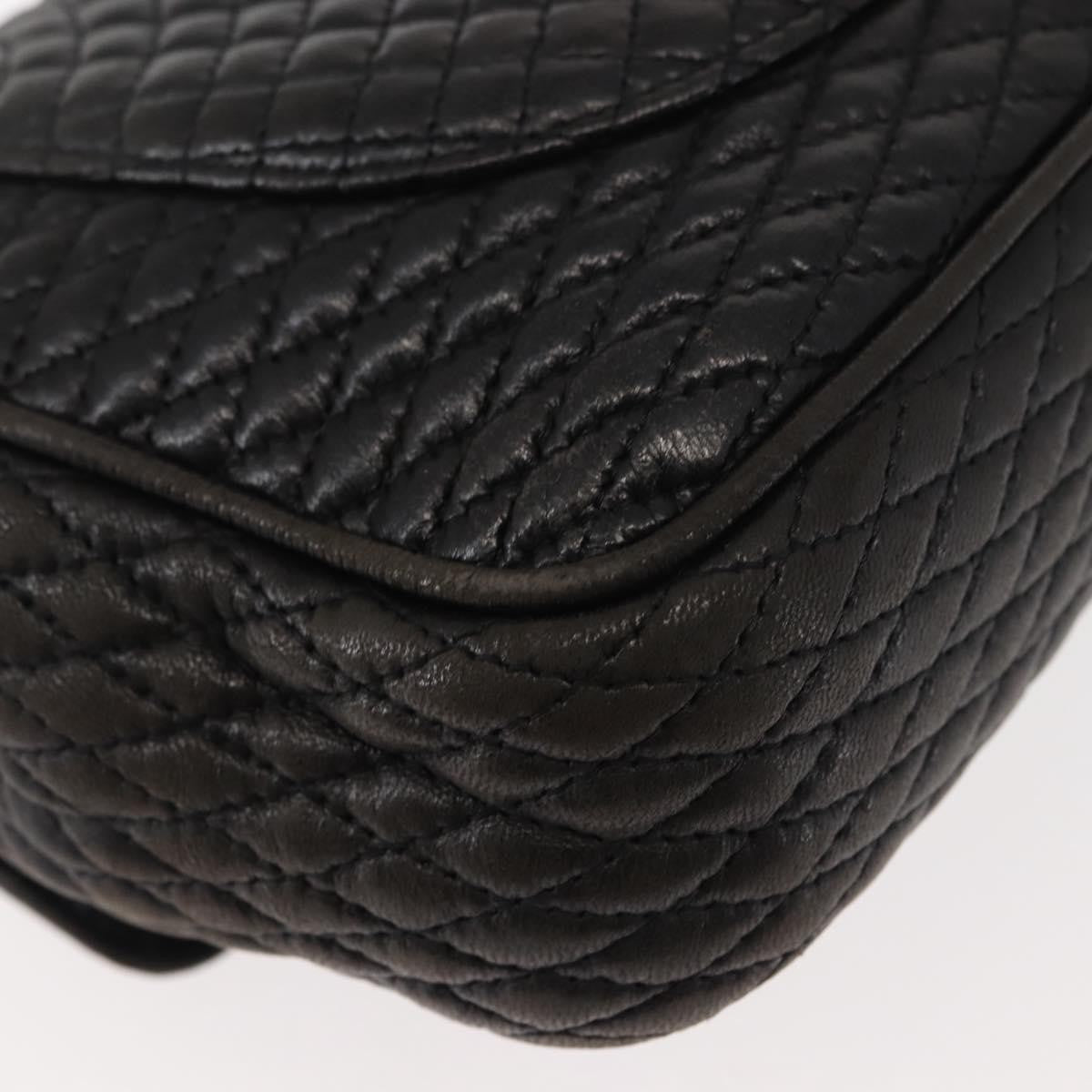 Bally Vintage Chain Shoulder Bag Quilted Leather, BLACK, LEATHER, Shoulder bag