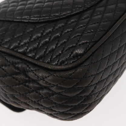 Bally Vintage Chain Shoulder Bag Quilted Leather, BLACK, LEATHER, Shoulder bag