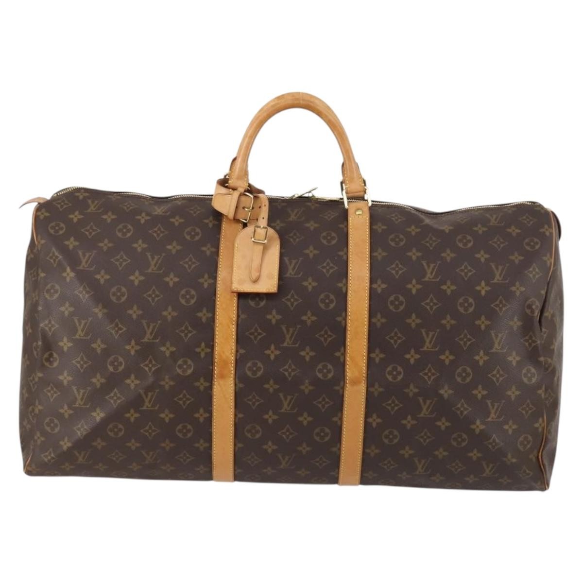 Louis Vuitton Keepall Bag Monogram Canvas, BROWN, CANVAS, Travel bag