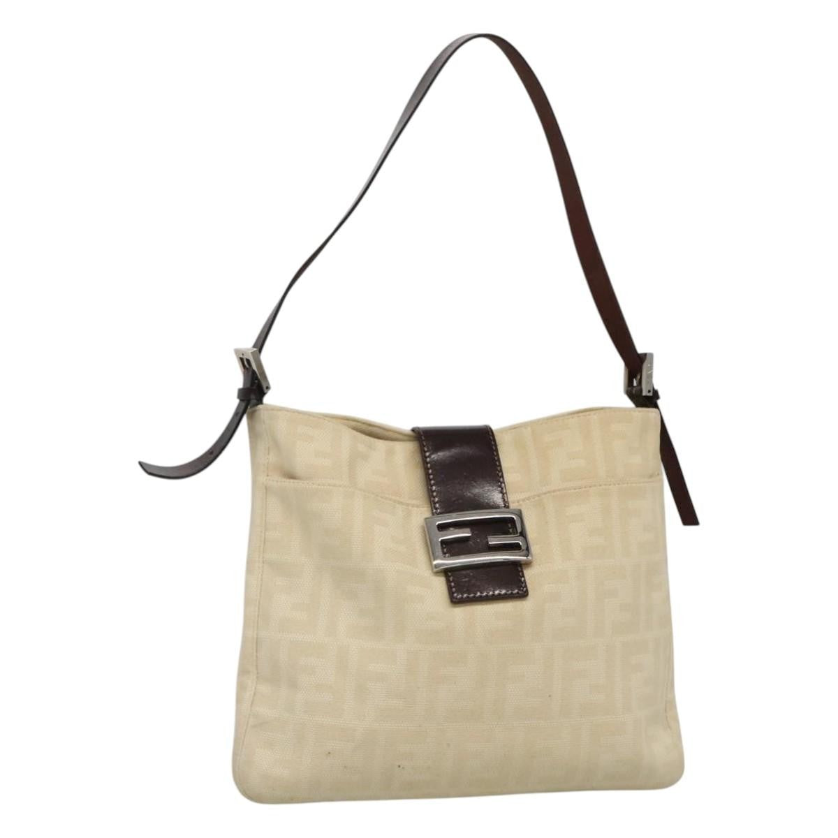 Fendi Vintage FF Belted Hobo Canvas, BEIGE, CANVAS, Shoulder bag