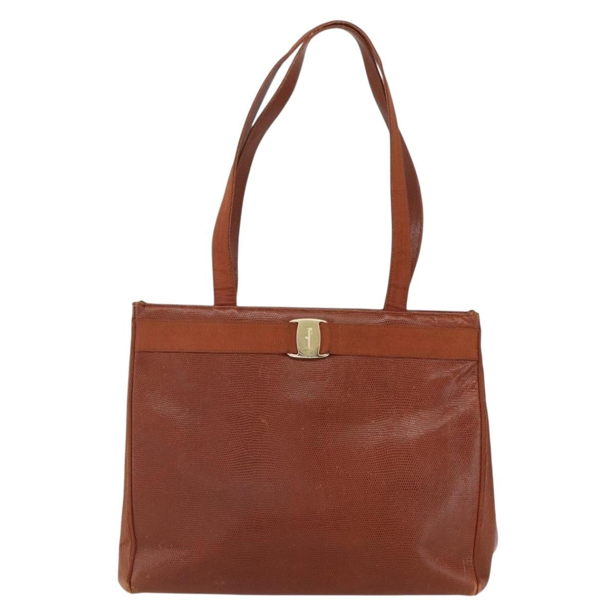 Salvatore Ferragamo Vala tote Leather, BROWN, LEATHER, Tote bag