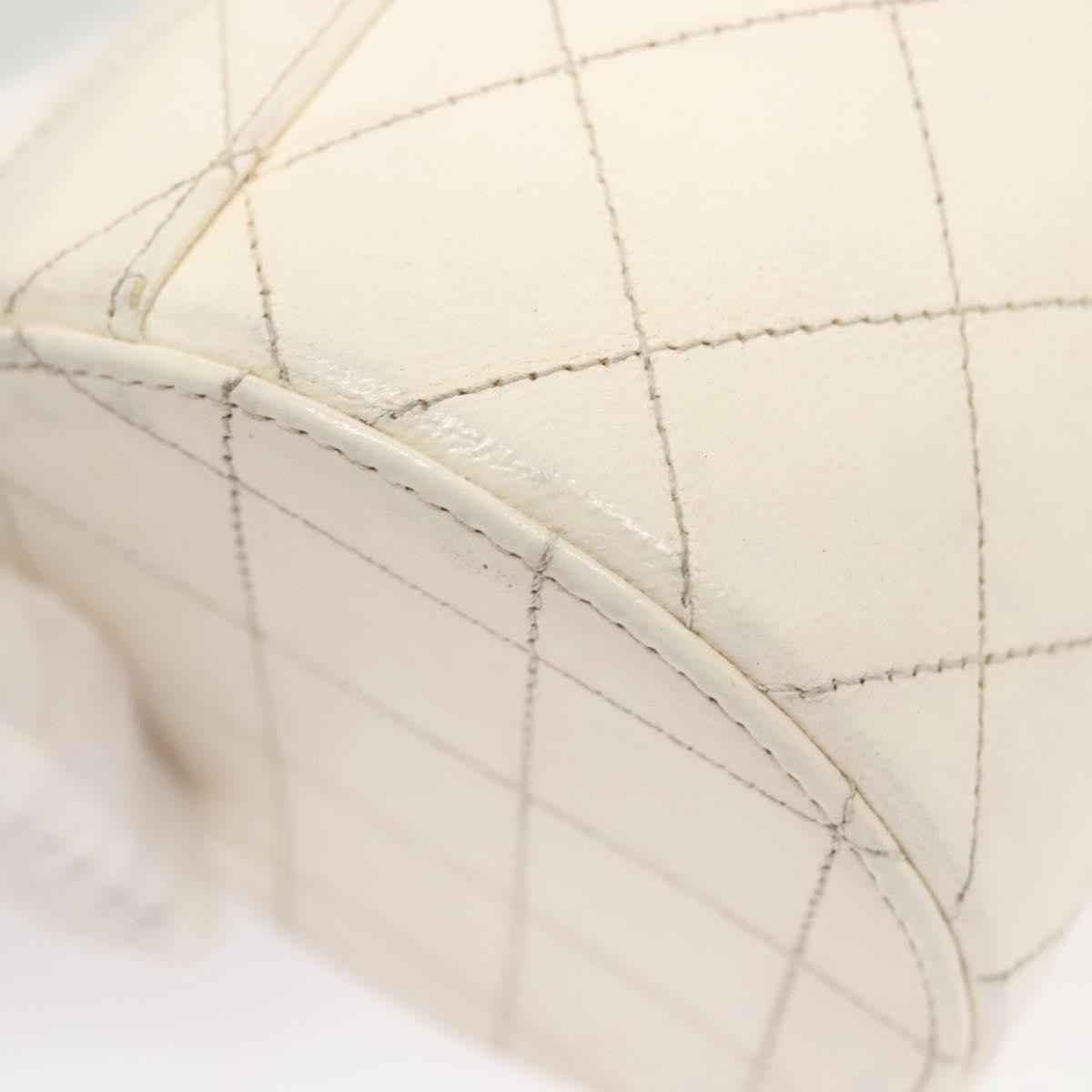 Chanel CC Round Vanity Case with Chain Quilted Lambskin, WHITE, LEATHER, Shoulder bag