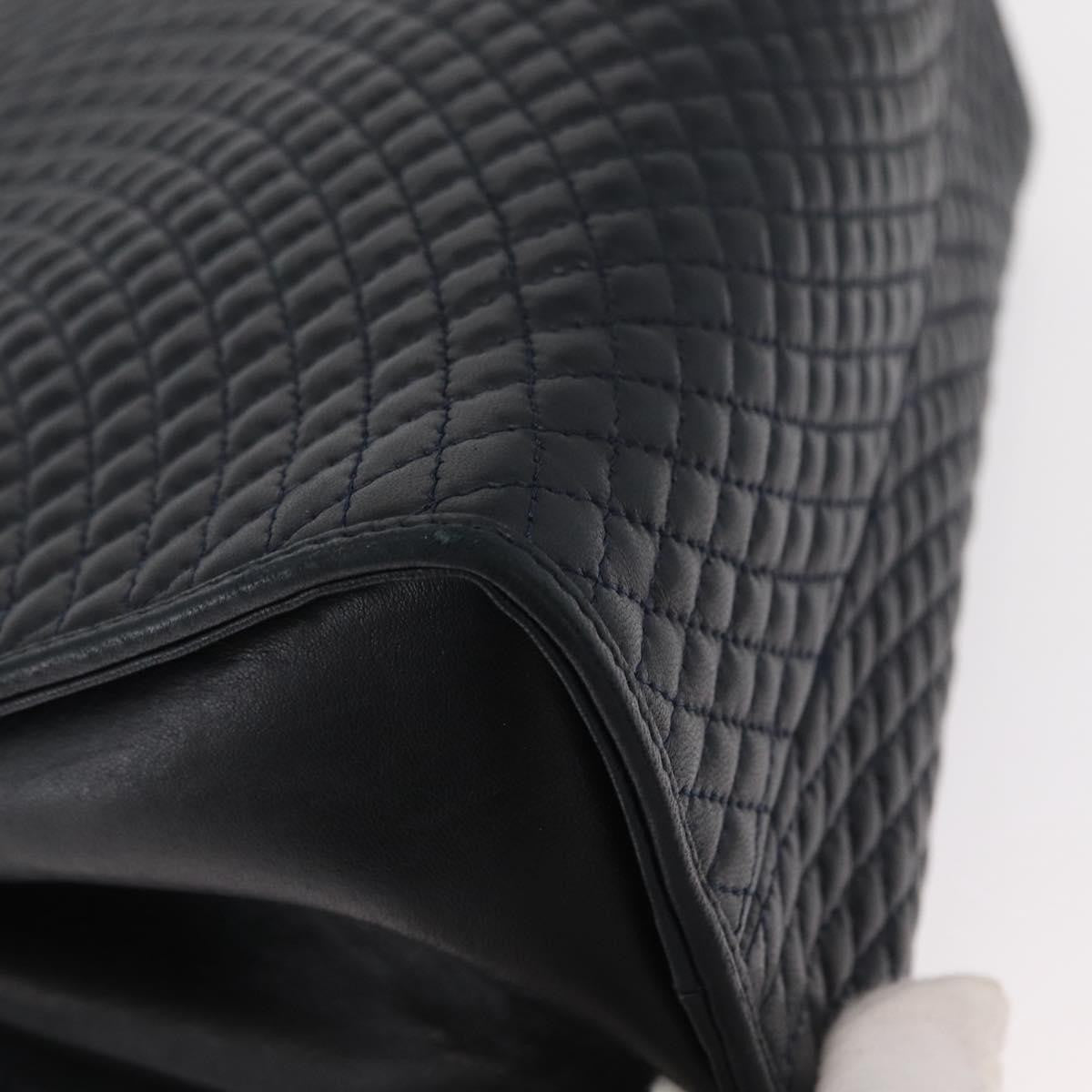 Bally Vintage Handbag Quilted Leather, NAVY, LEATHER, Handbag