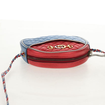 Gucci Trapuntata Camera Shoulder Bag Lambskin, BLUE, LEATHER, Shoulder bag