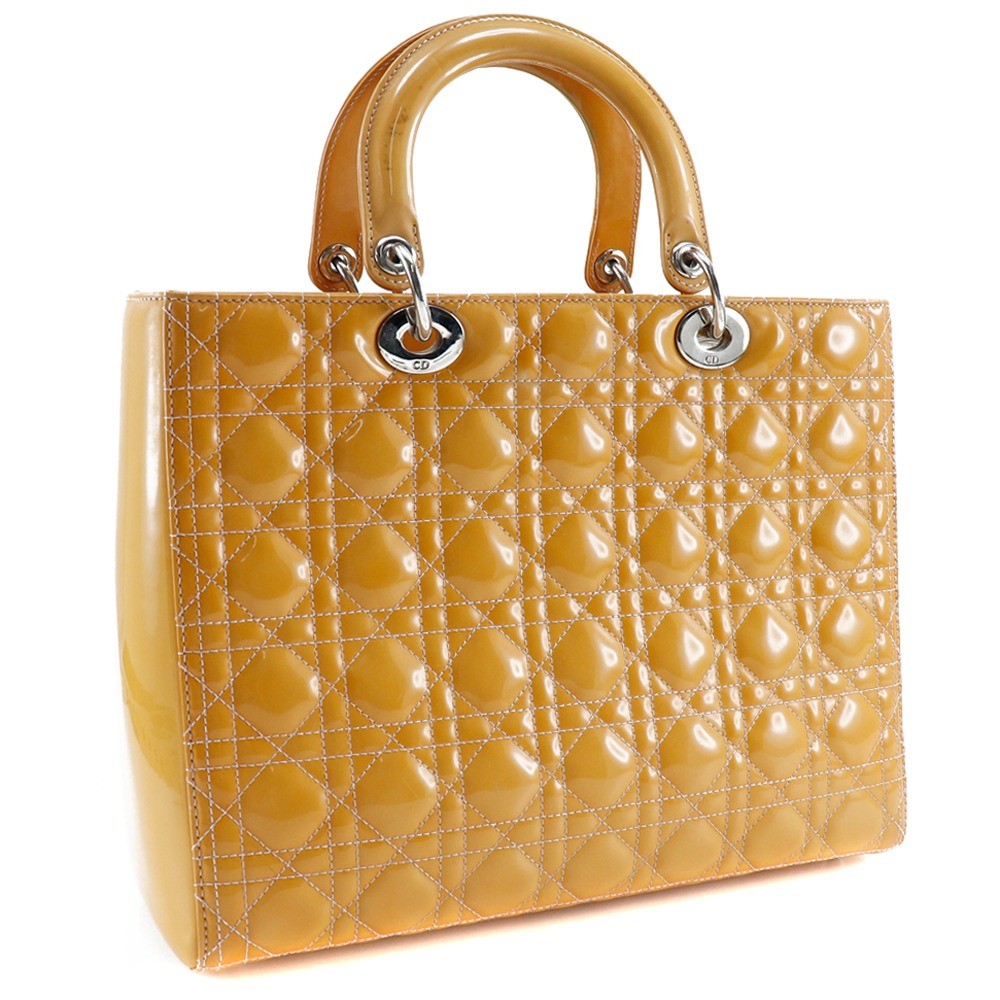 Christian Dior Lady Dior Bag Patent, BLACK, PATENT_LEATHER, Tote bag