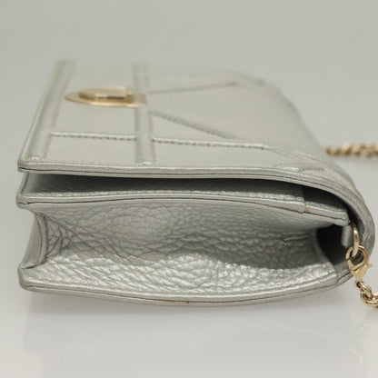 Christian Dior Diorama Wallet on Chain Leather, SILVER, LEATHER, Wallets