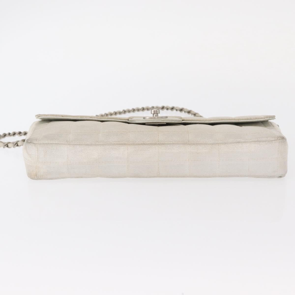 Chanel Travel Line Flap Bag Canvas, SILVER, CANVAS, Shoulder bag