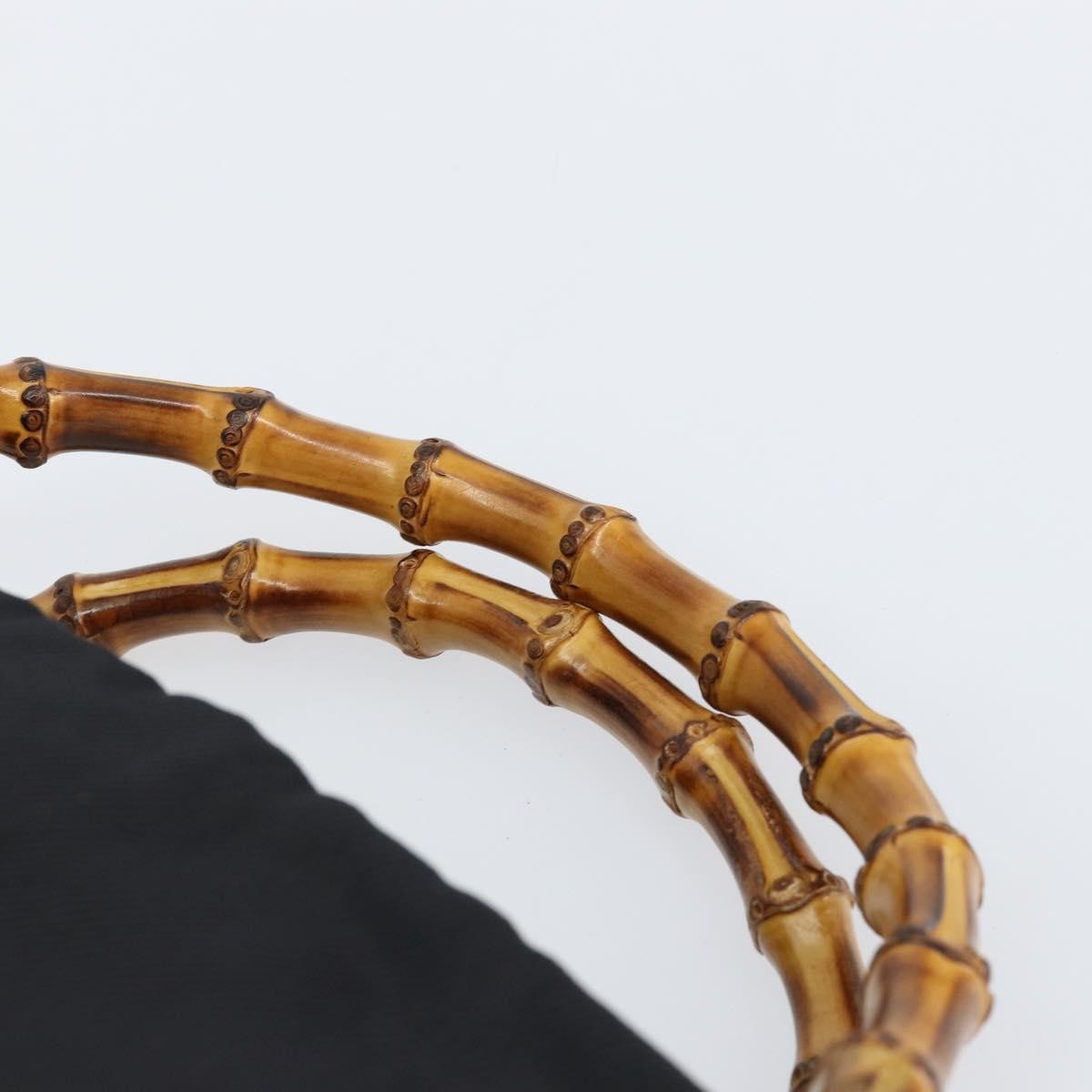 Gucci Vintage Bamboo Handle Bag Leather, BLACK, LEATHER, Handbag