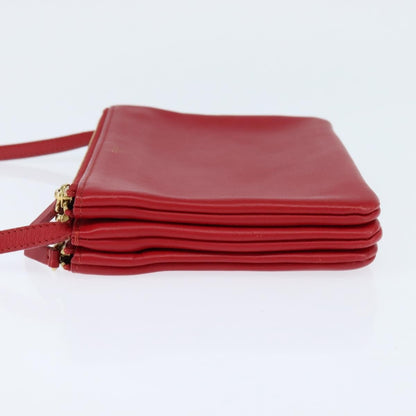 Celine Trio Crossbody Bag Leather, RED, LEATHER, Shoulder bag