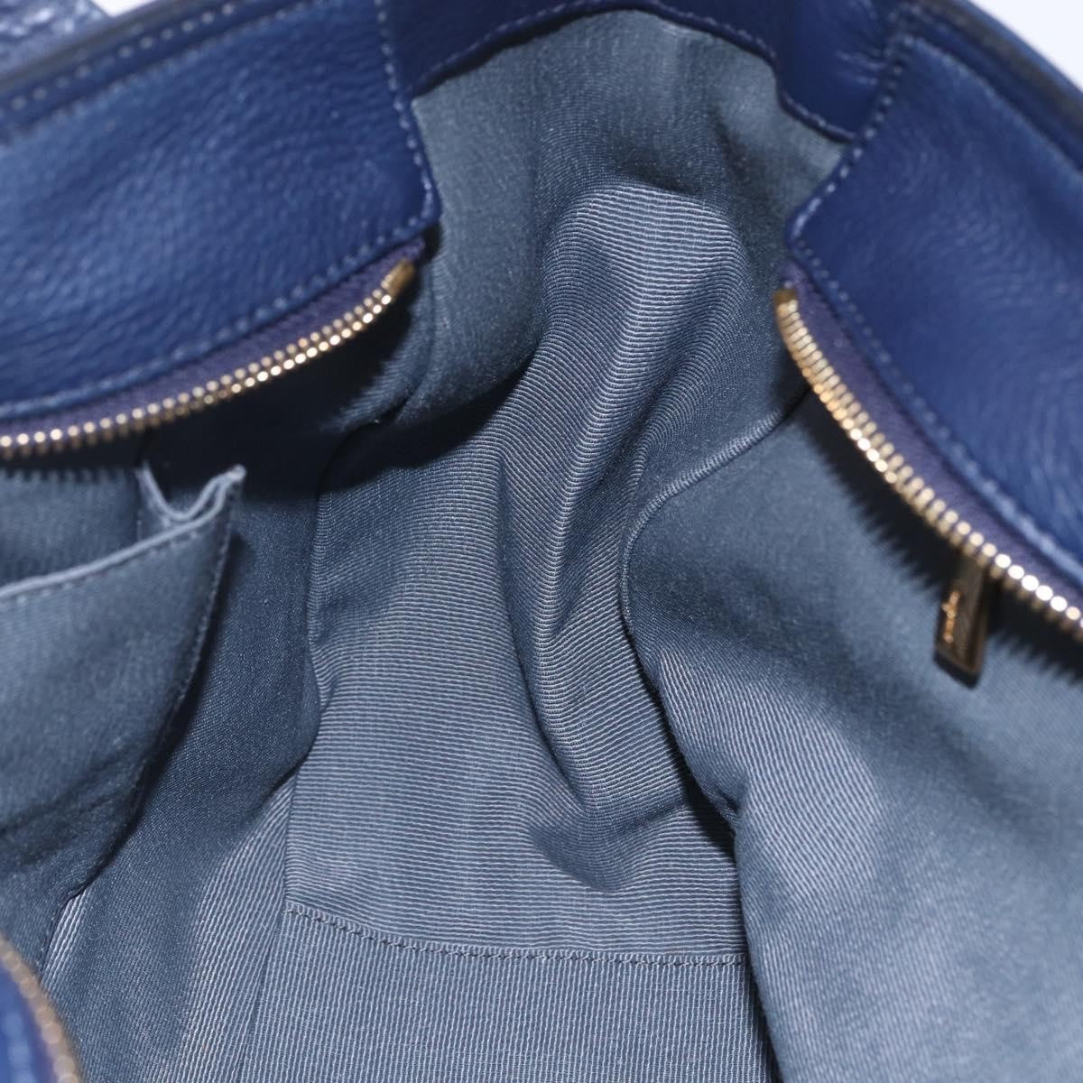 Salvatore Ferragamo Izzie Gancini Embossed Tote Soft Calf, BLUE, LEATHER, Tote bag