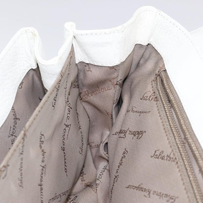 Salvatore Ferragamo Shoulder Bag Leather, WHITE, LEATHER, Shoulder bag