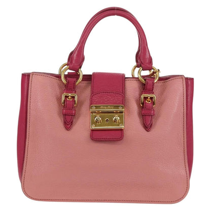 Miu Miu Madras Convertible Lock Tote Leather, PINK, LEATHER, Handbag