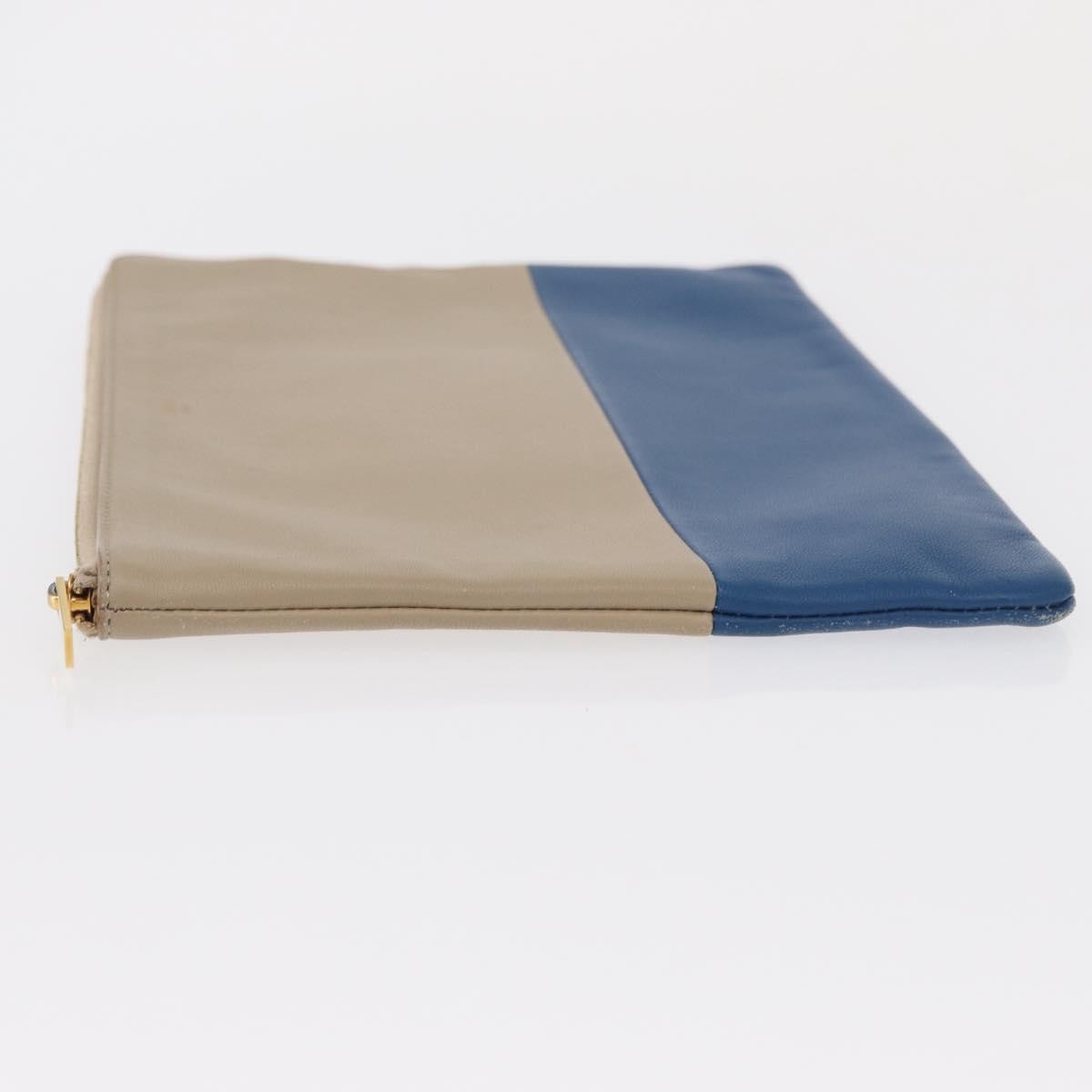 Celine Solo Pouch Leather, BEIGE, LEATHER, Clutche & pouche