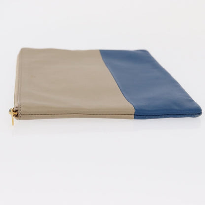 Celine Solo Pouch Leather, BEIGE, LEATHER, Clutche & pouche
