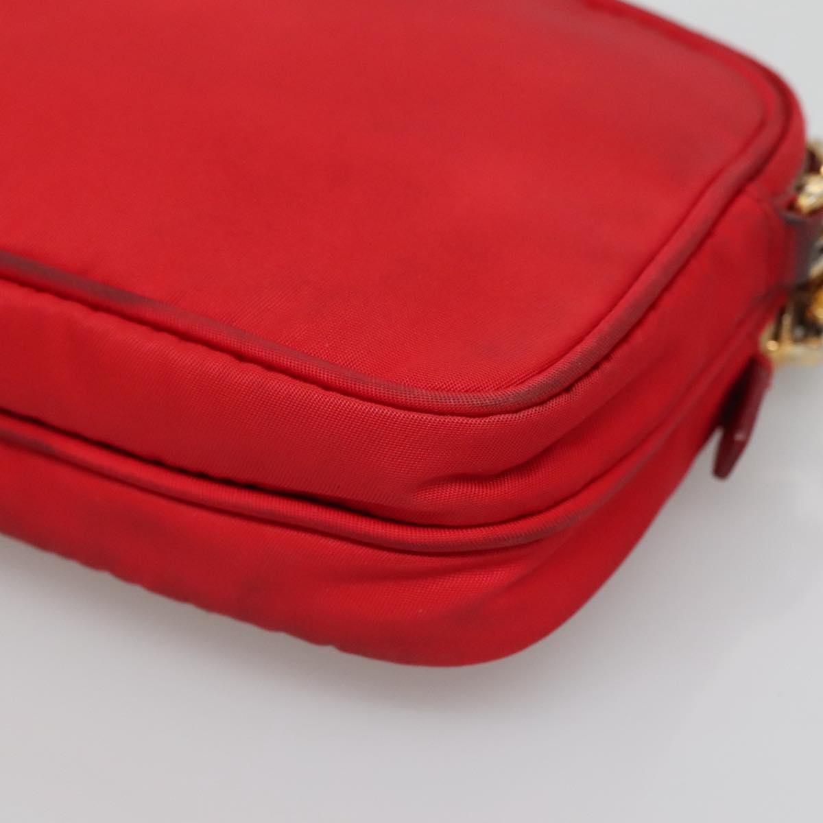 Prada Double Zip Shoulder Bag Nylon, RED, NYLON, Shoulder bag