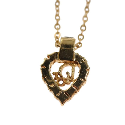 Christian Dior Logo Heart Pendant Necklace Metal with Crystal, GOLD, METAL, Necklace