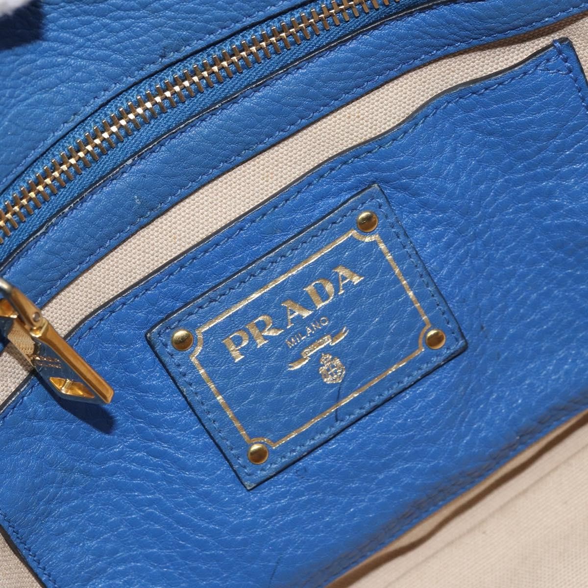 Prada Tote Vitello Daino Vitello Daino, BLUE, LEATHER, Tote bag