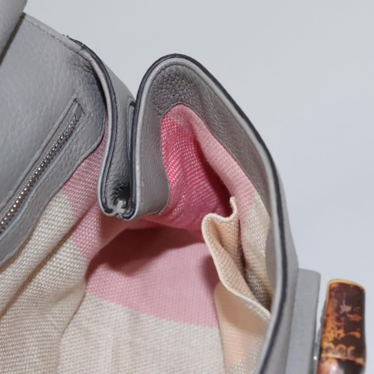 Gucci Bamboo Daily Top Handle Bag Leather, GRAY, LEATHER, Handbag