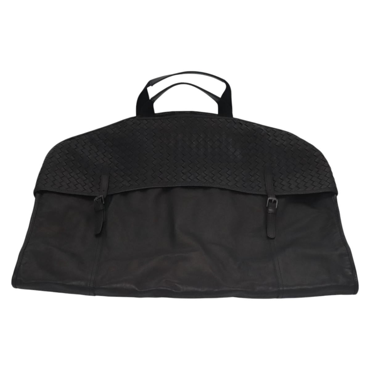 Bottega Veneta Garment Cover Canvas with Intrecciato Detail, BLACK, LEATHER, Travel bag