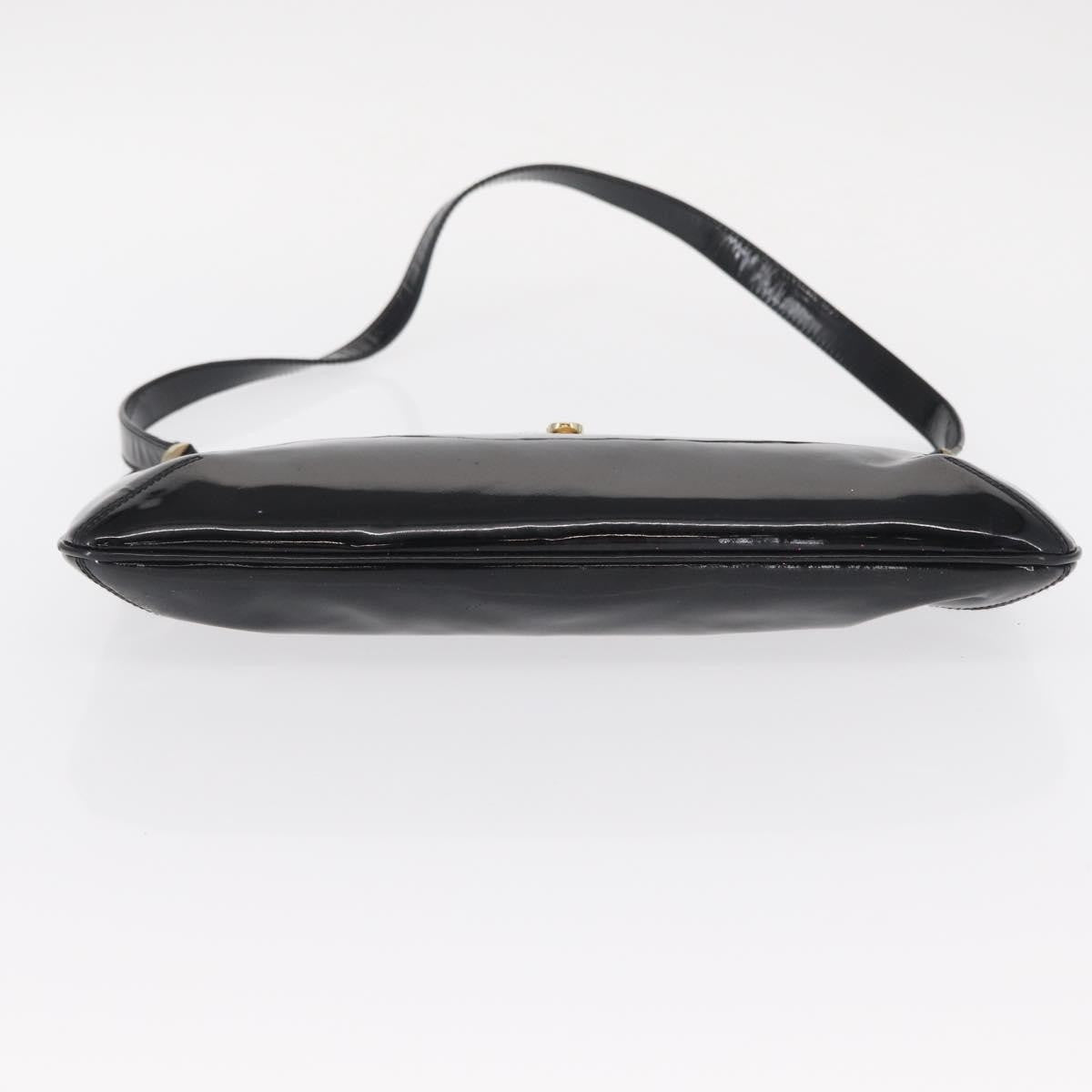 Salvatore Ferragamo Gancini Shoulder Bag Patent Leather, BLACK, PATENT_LEATHER, Shoulder bag