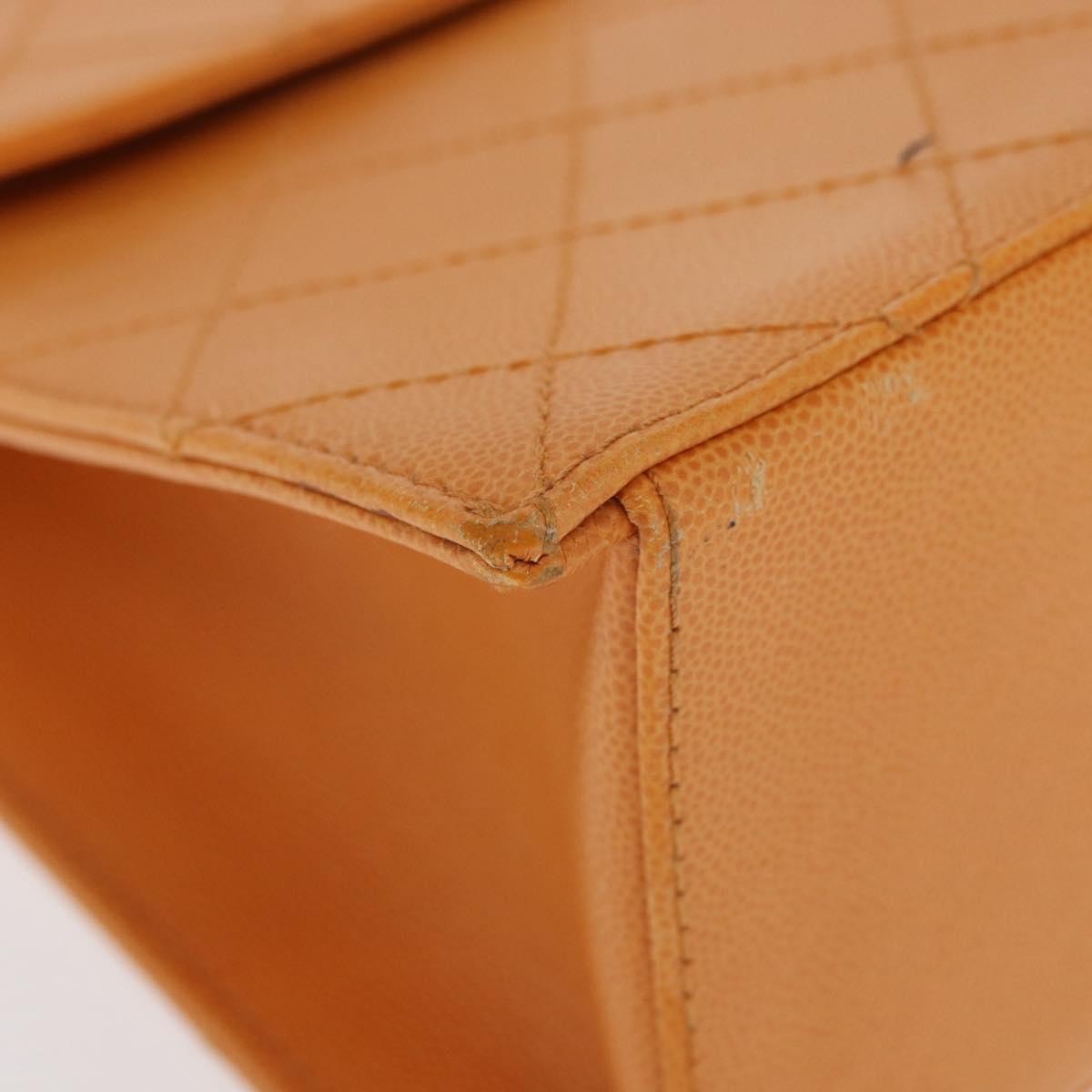 Chanel Vintage CC Flap Shoulder Bag Leather, ORANGE, LEATHER, Shoulder bag