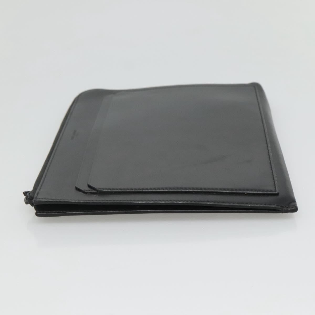 Saint Laurent Zip Pocket Pouch Leather, BLACK, LEATHER, Clutche & pouche