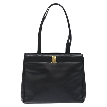 Salvatore Ferragamo Vintage Vara Bow Tote Lizard Embossed Leather, BLACK, LEATHER, Tote bag
