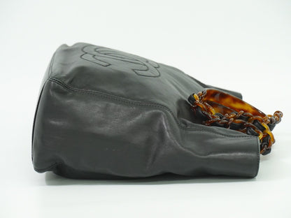 Chanel Vintage CC Resin Chain Tote Leather, BLACK, LEATHER, Tote bag