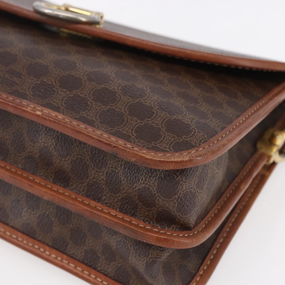 Celine Flap Shoulder Bag Canvas, BROWN, CANVAS, Shoulder bag