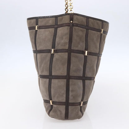 Salvatore Ferragamo Vala Shoulder Bag Suede, BROWN, SUEDE, Shoulder bag