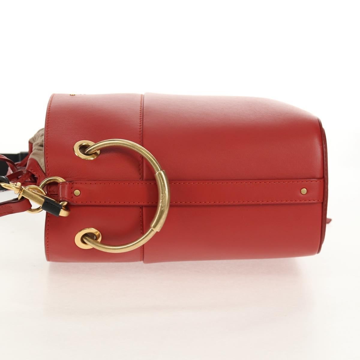Chloe Roy Bucket Bag Leather, RED, LEATHER, Shoulder bag