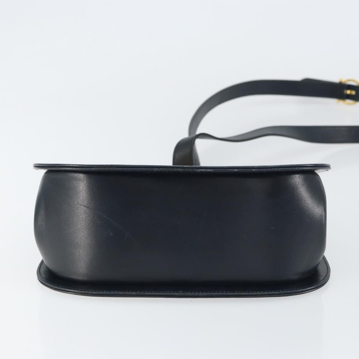 Salvatore Ferragamo Gancini Shoulder Bag Leather, NAVY, LEATHER, Shoulder bag