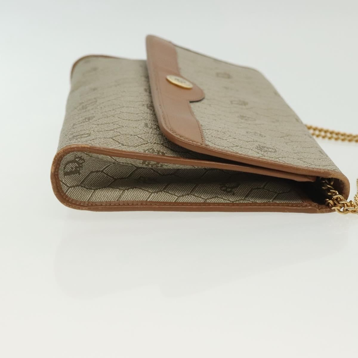 Christian Dior Vintage Honeycomb chain Canvas, BEIGE, CANVAS, Handbag